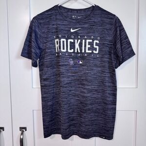Colorado Rockies Nike Dri Fit Boy's T-Shirt MLB Large Gray Heather Purple Logo